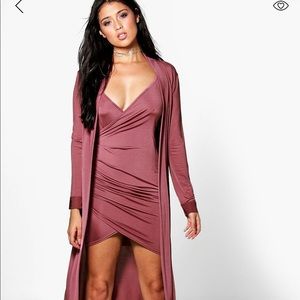 Slinky Wrap Drape Dress with Duster